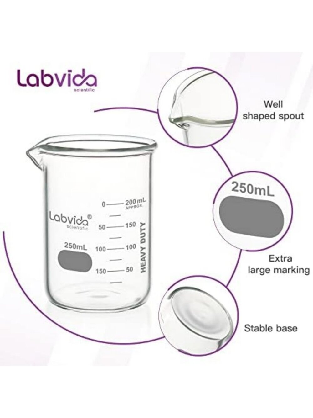 Set of 12 Heavy Duty 250ml Glass Beakers - Lab, Kitchen, Science Supplies - Picture 2 of 7